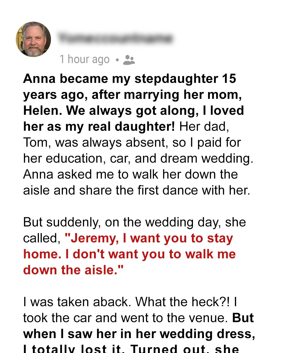 I Paid for My Stepdaughter’s Wedding, but She Chose Her Bio Dad over Me to Walk Her down the Aisle