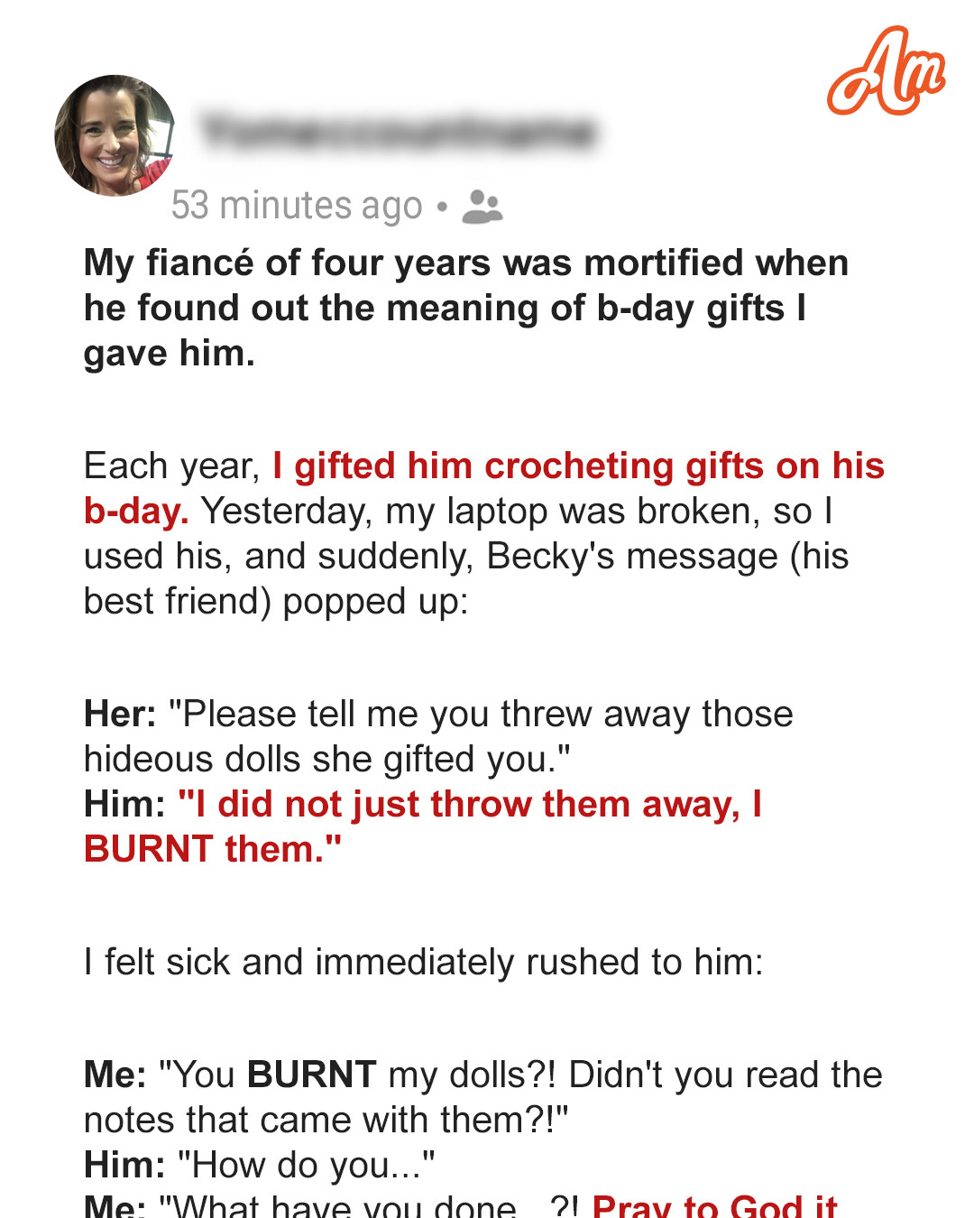 My Fiancé Burned the Crochet Dolls I Gifted Him Every Birthday and Turned Pale Upon Learning Their Meaning