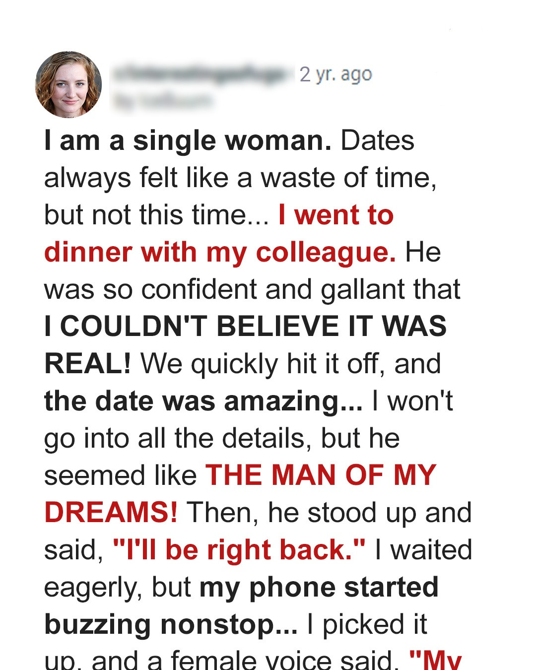 After a Call from a Stranger, a Woman’s Recent Love Story Turns Into a Drama – Story of the Day