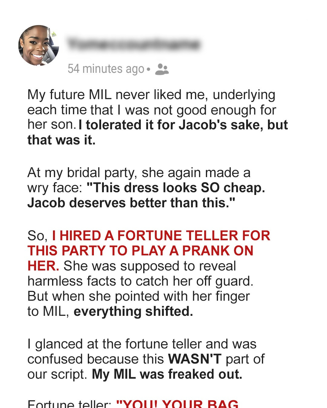 I Invited a Fortune Teller to My Bridal Party to Prank My MIL, but I Didn’t Expect Her to Reveal a Secret Hidden in a Bag