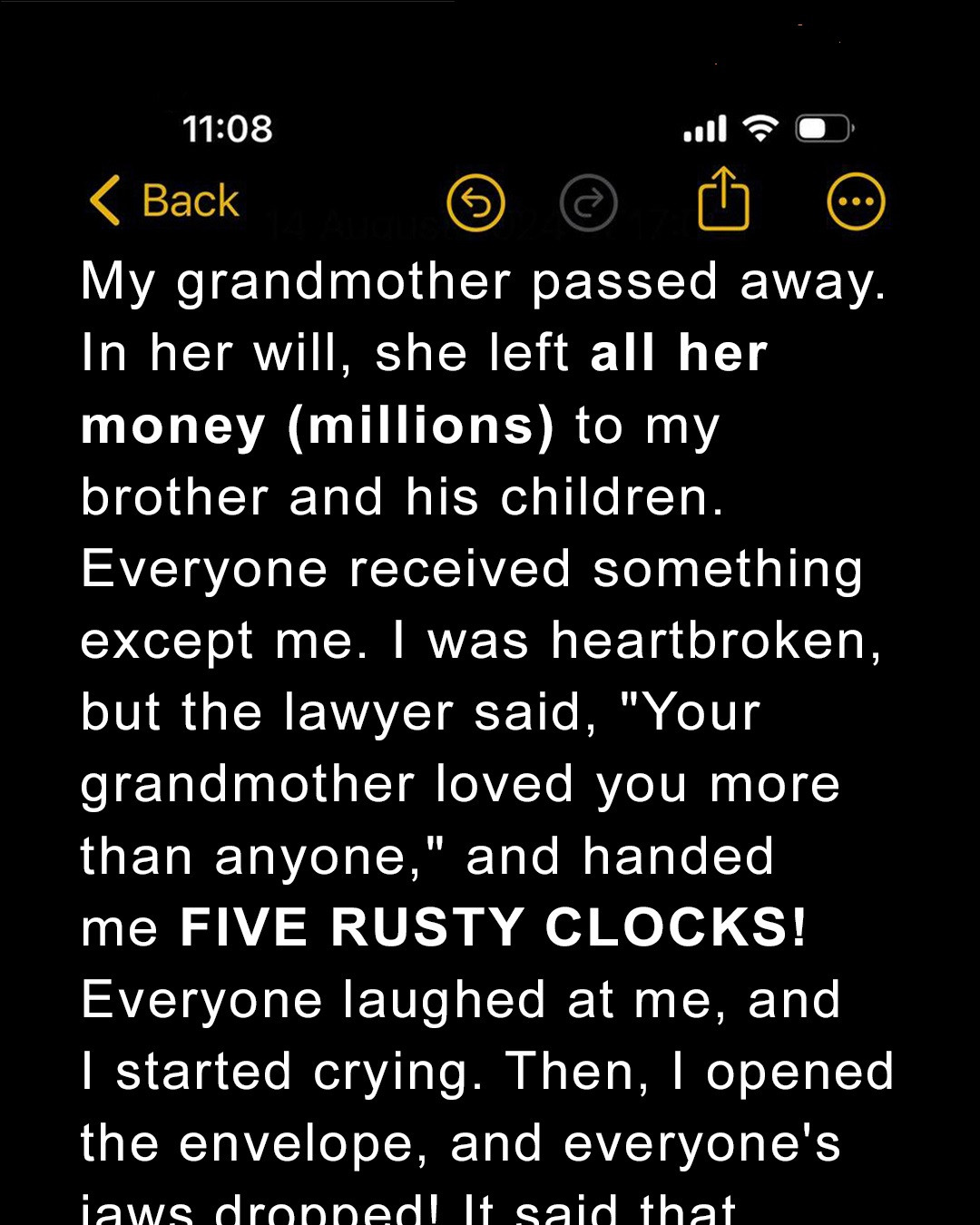 Linda Inherits Grandma’s Old Clocks & Greedy Brother Gets House, Turns Out She Got Almost $200K – Story of the Day