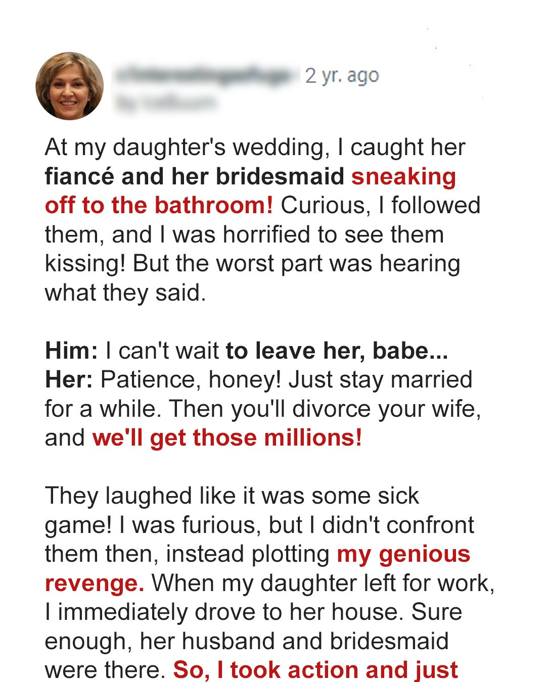 Bride’s Mom Sees Groom Entering Bathroom with Bridesmaid in the Middle of Wedding – Story of the Day