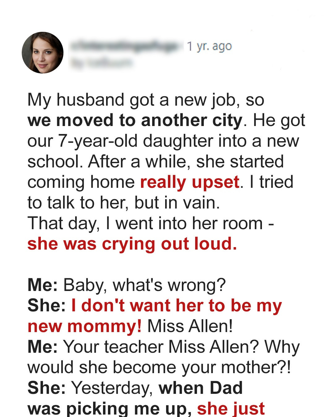 My Daughter Always Came Back from School Sad & Her Reason Made Me Divorce My Husband