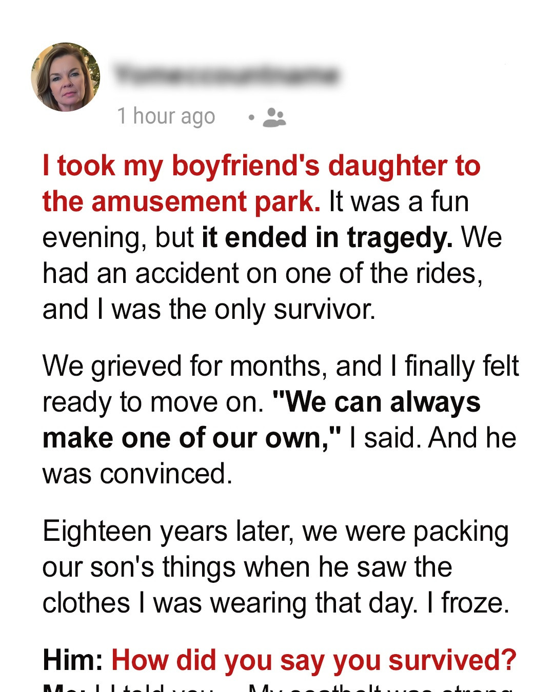 My Husband Asked Me Why I Survived a Tragedy That Happened 18 Years Ago and His Daughter Didn’t