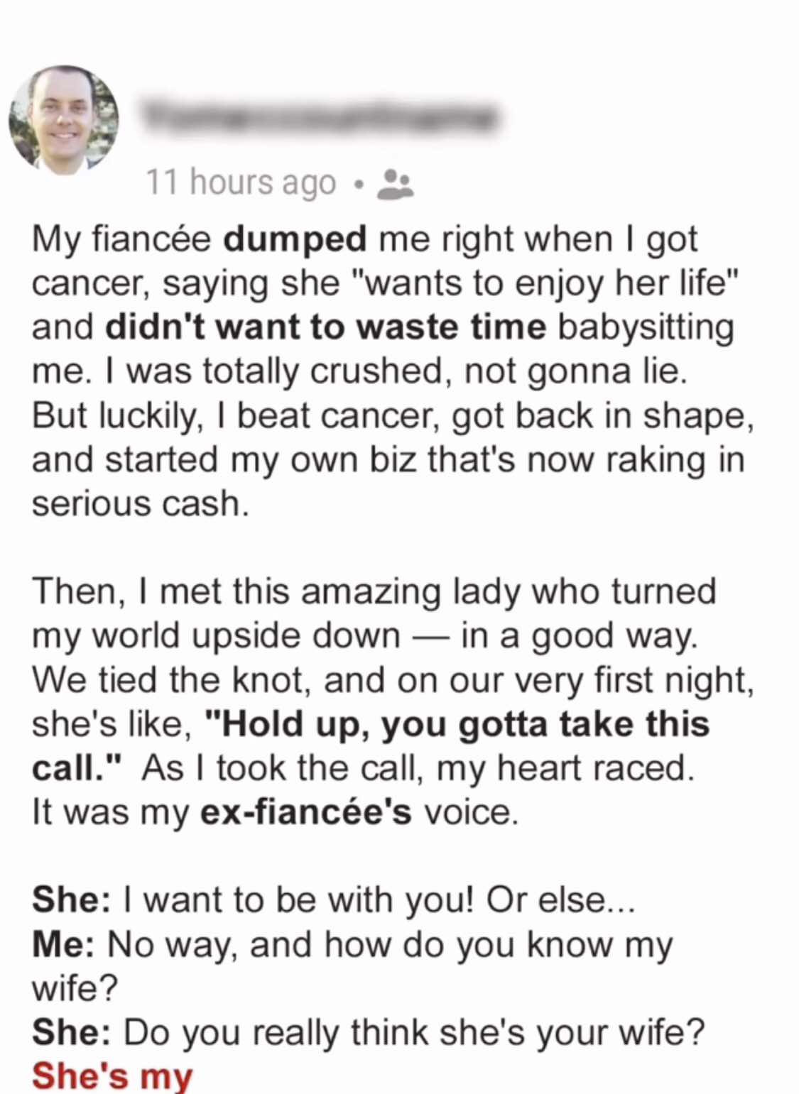 My Ex-fiancée, Who Left Me during Illness, Calls My New Beloved Wife on My Wedding Night