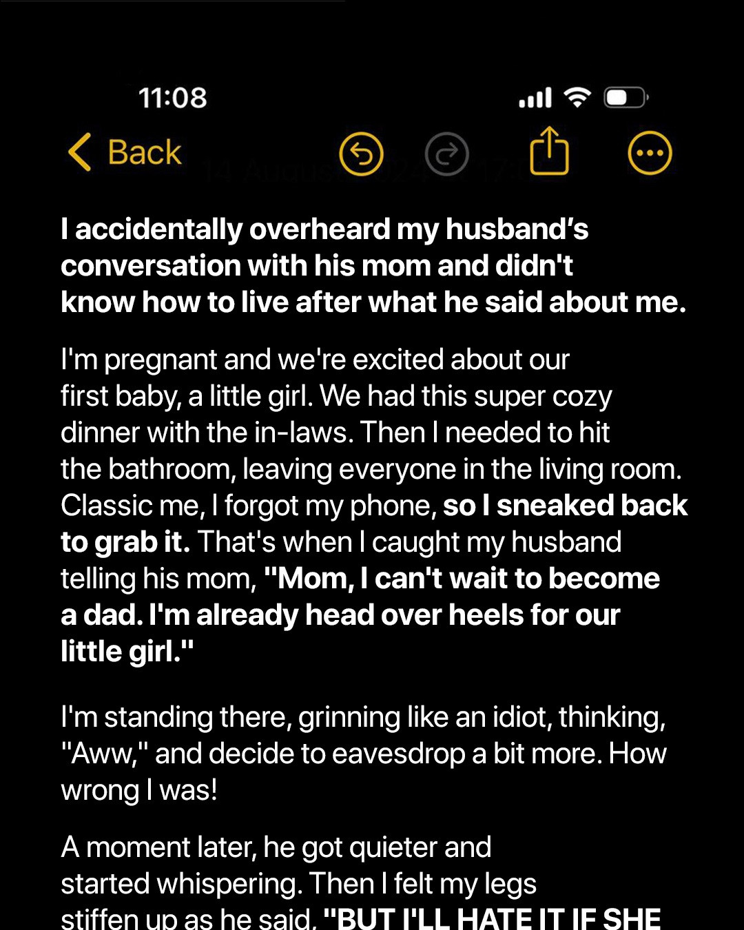 I Burst into Tears When I Accidentally Overheard What My Husband Whispered to His Mom