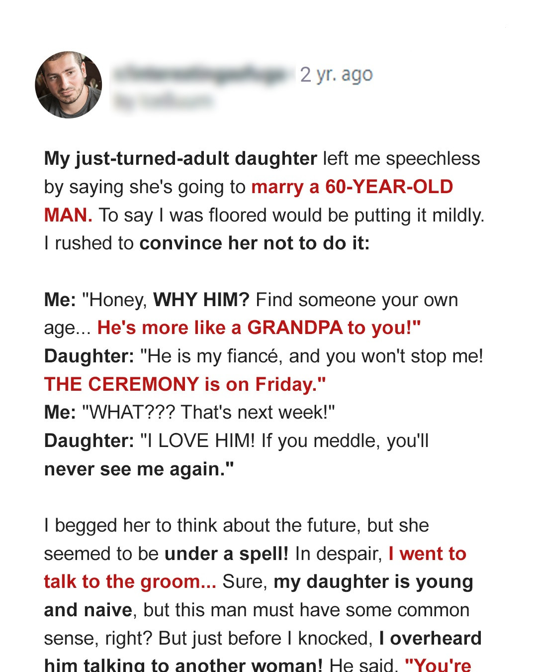 My Newly Adult Daughter Almost Married an Old Man, I Was Shocked until I Found out the Truth – Story of the Day