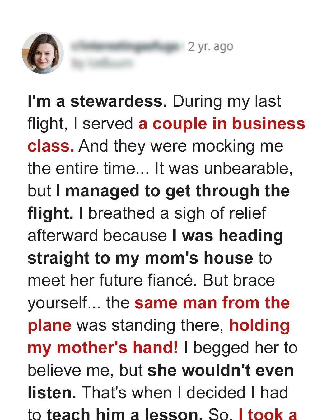 I Served a Rich Couple on a Plane, Next Day My Mom Introduced Me to Her Young Fiancé from the Same Plane — Story of the Day