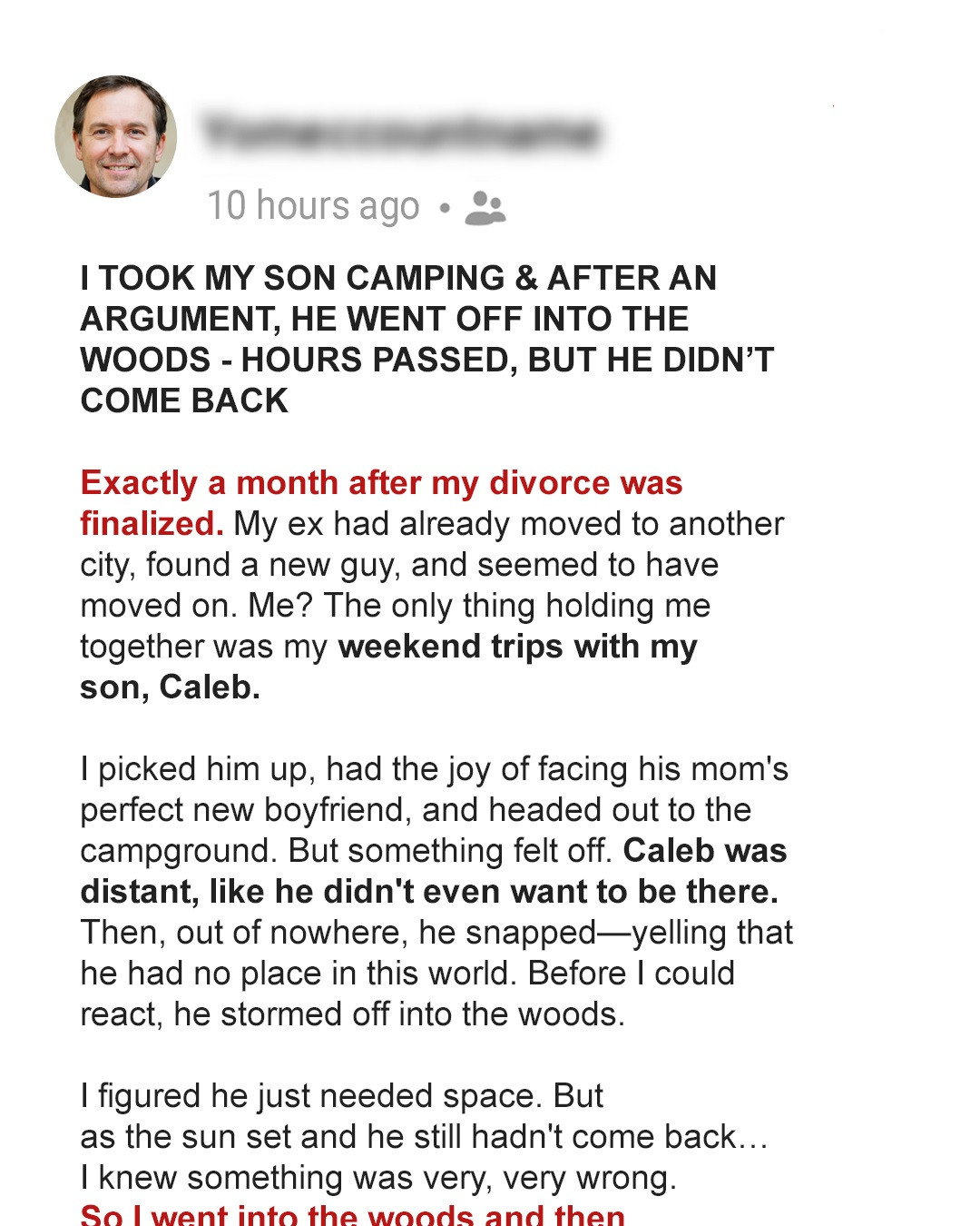 A Father’s Weekend Camping Trip Becomes a Nightmare When His Son Disappears into the Dark Woods