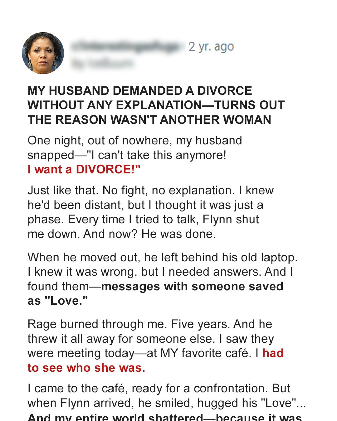 I Found Out Why My Husband Left Me and It Wasn’t for Another Woman