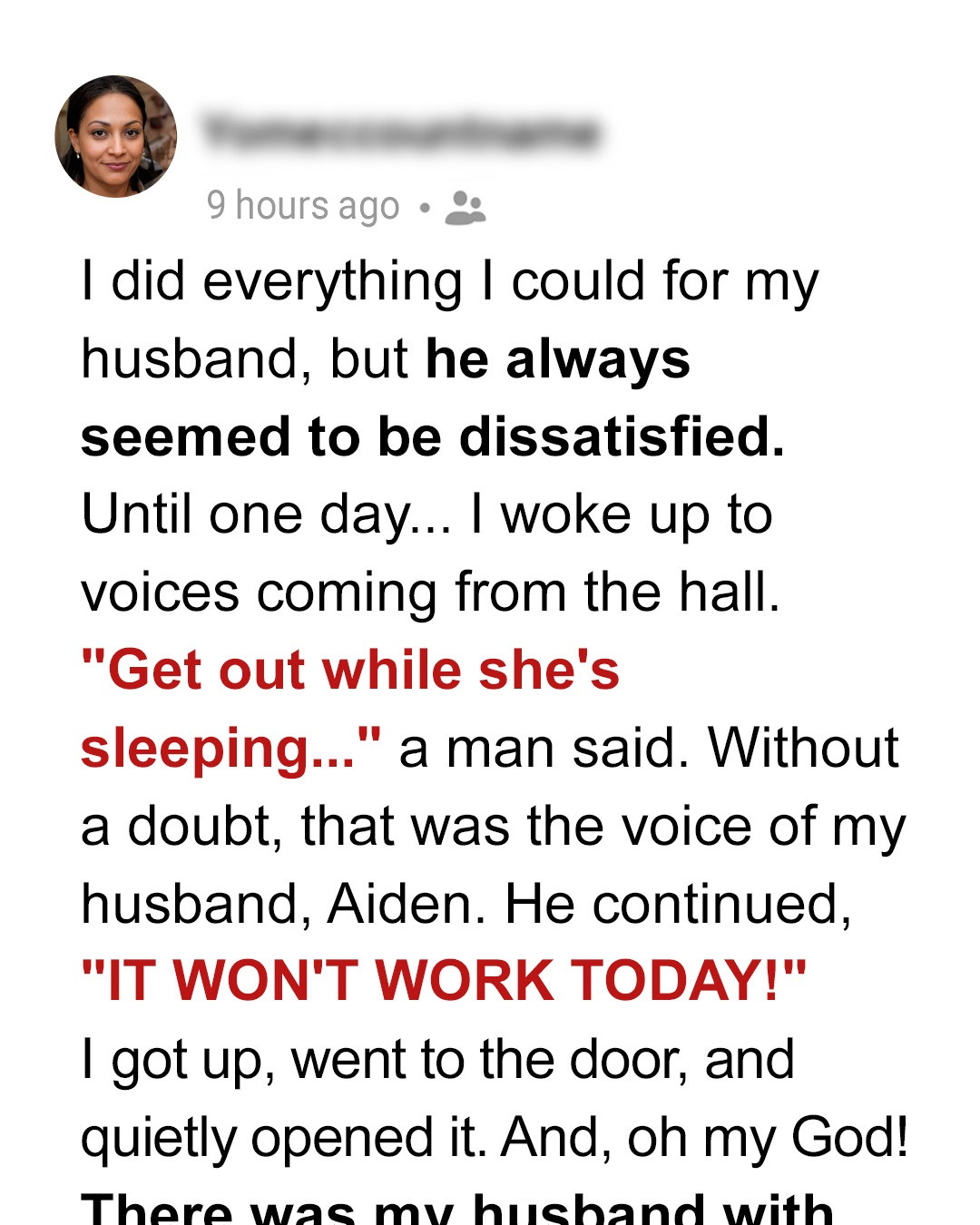 I Woke up to My Husband Saying: ‘Hush, She’s Sleeping’ — Story of the Day