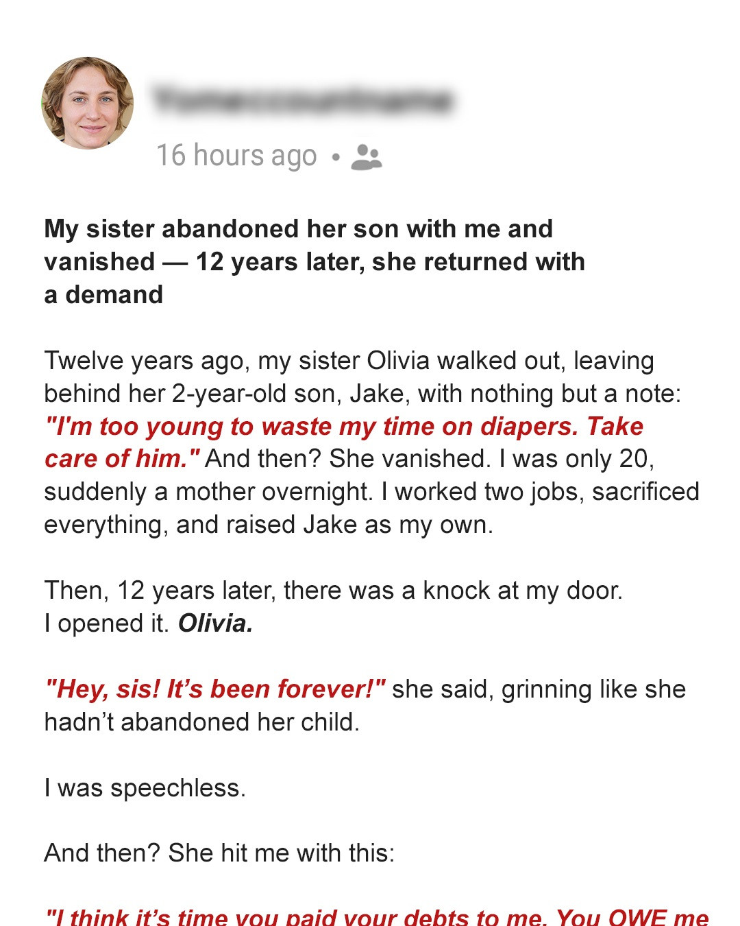 My Sister Abandoned Her Son and Vanished — Her Unexpected Return 12 Years Later Shook Our World