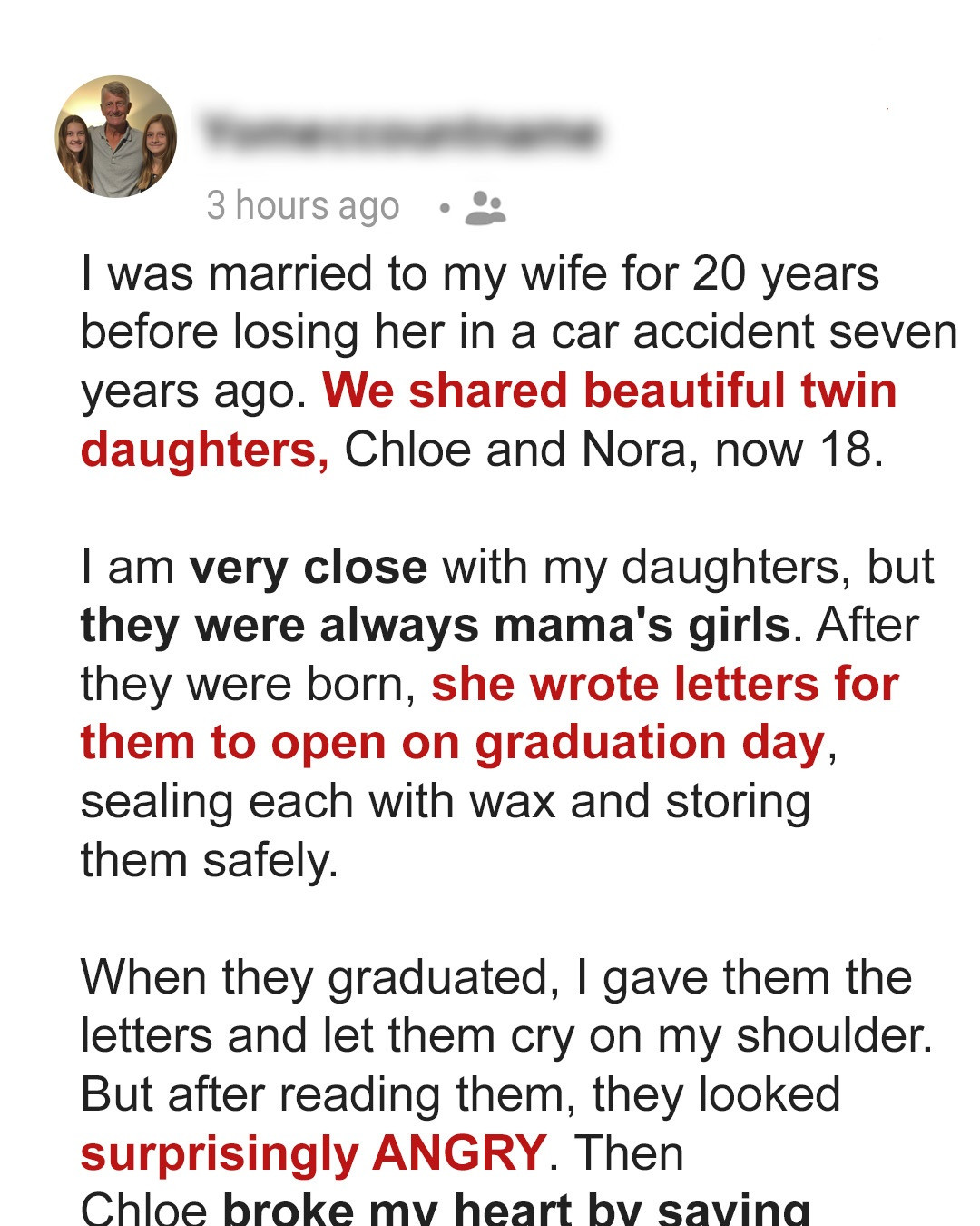 I Gave My Late Wife’s Letters to Our Daughters at Their Graduation, It Turned Our Lives Upside Down