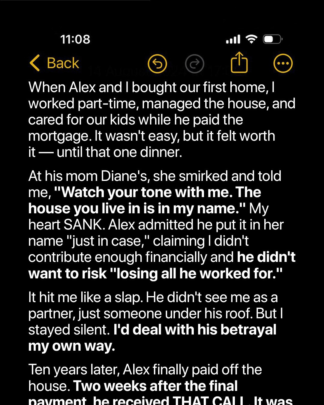 My Husband Secretly Put Our House in His Mom’s Name – Ten Years Later, He Received an Unexpected Call