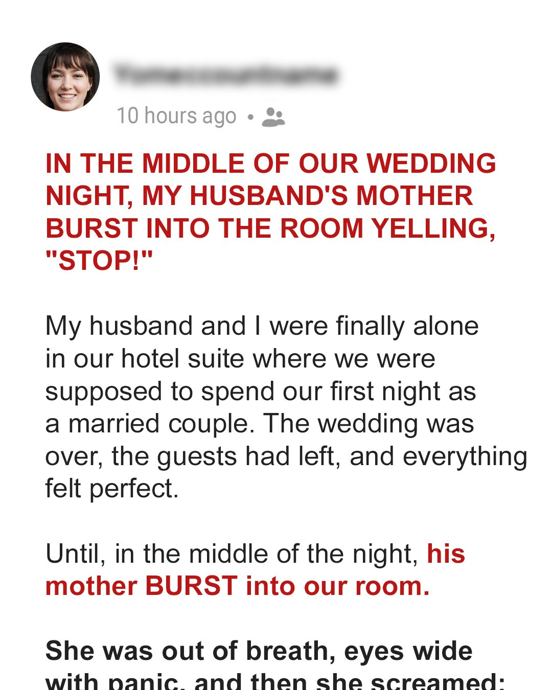 In the Middle of Our Wedding Night, My Husband’s Mother Burst into the Room Yelling, ‘STOP!’
