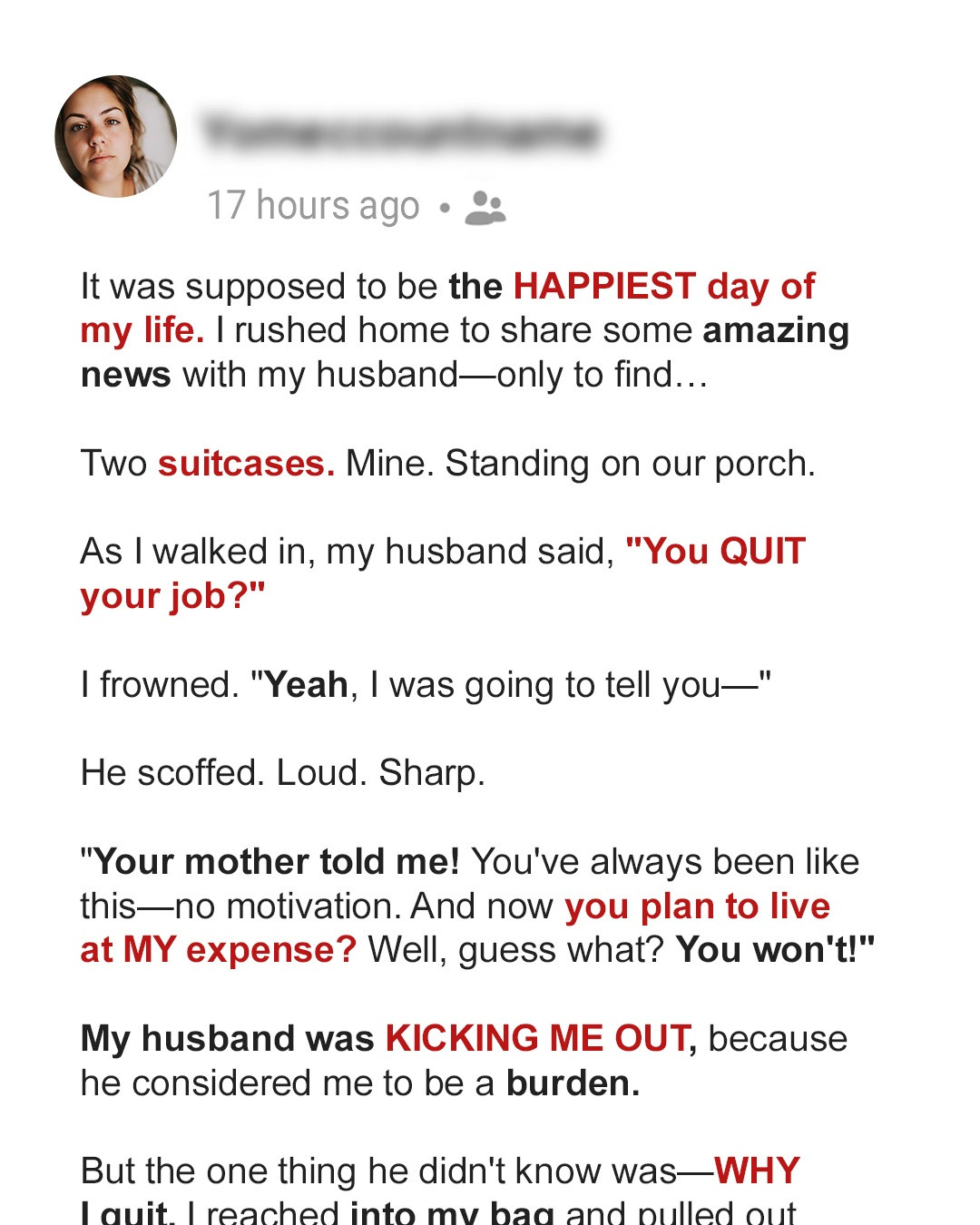 I Came Home with Life-Changing News – But My Husband Handed Me Suitcases Instead