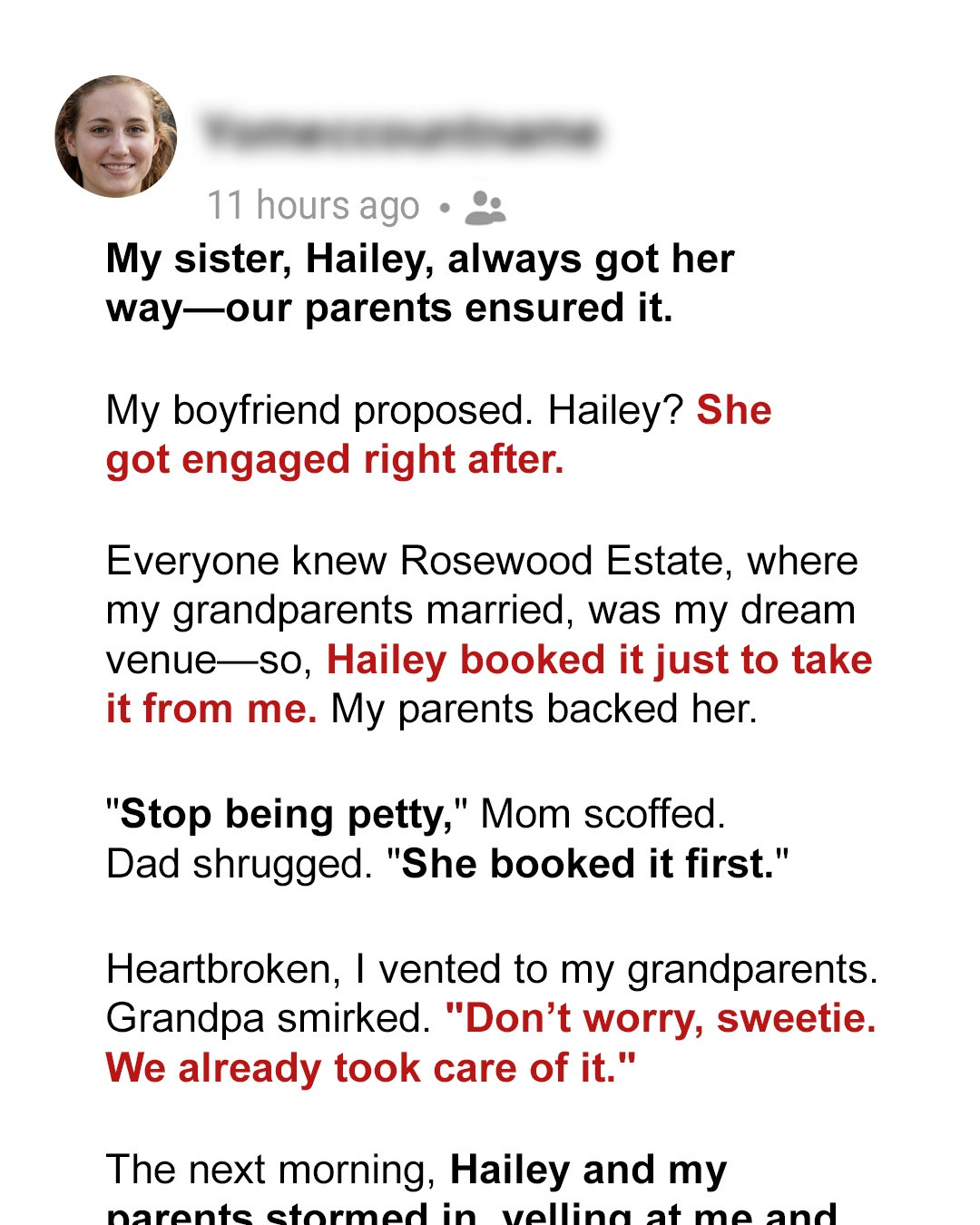 My Parents Stole My Dream Wedding Venue for My Sister but My Grandparents Had My Back