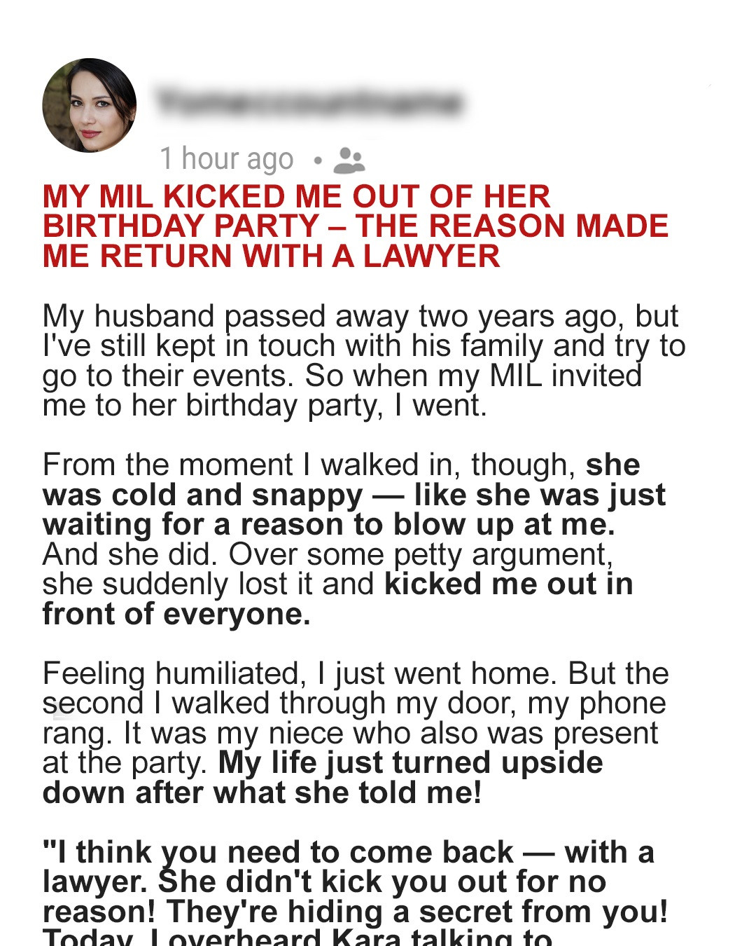 My MIL Kicked Me Out of Her Birthday Party — The Reason Made Me Return with a Lawyer
