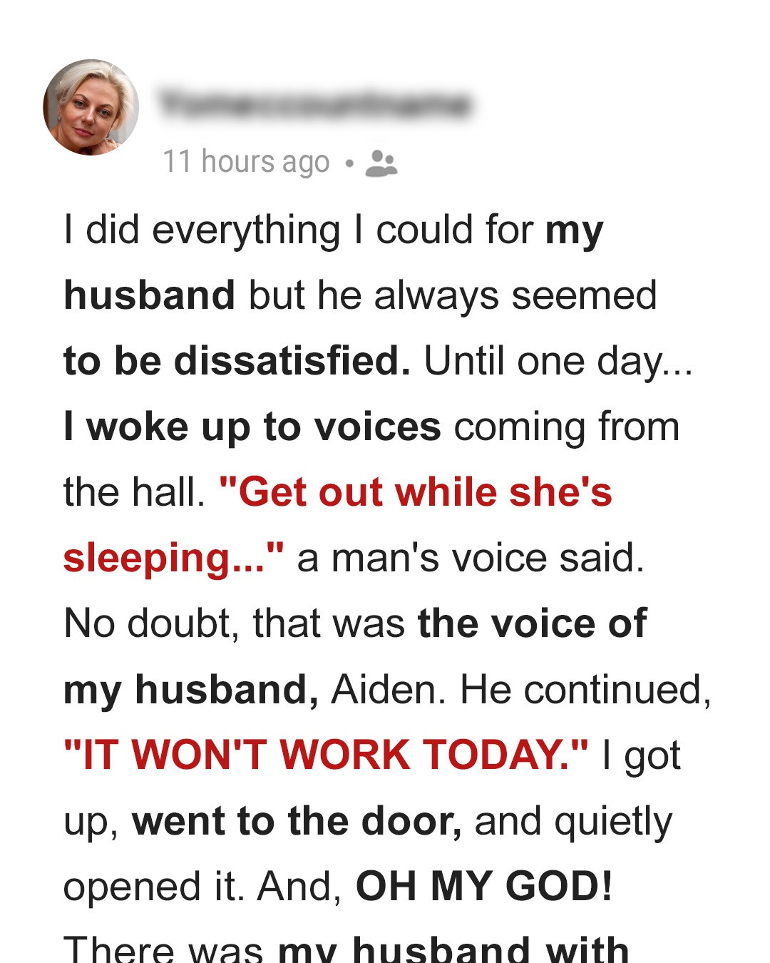 I Woke up to My Husband Saying: ‘Hush, She’s Sleeping’ — Story of the Day