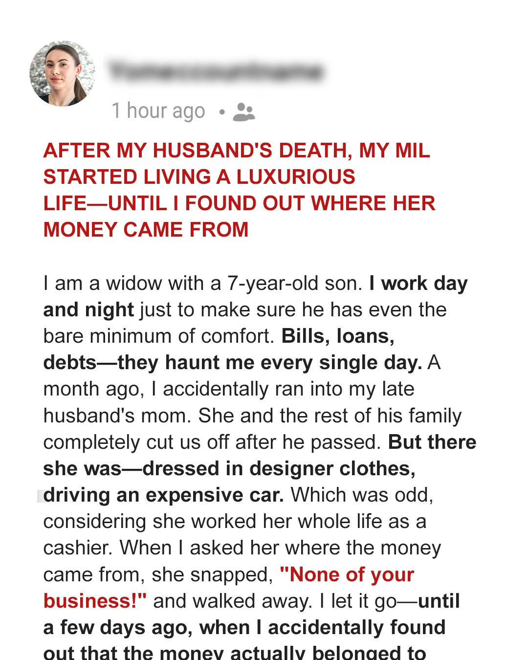 After My Husband’s Death, My MIL Started Living a Luxurious Life—Until I Found Out Where Her Money Came From