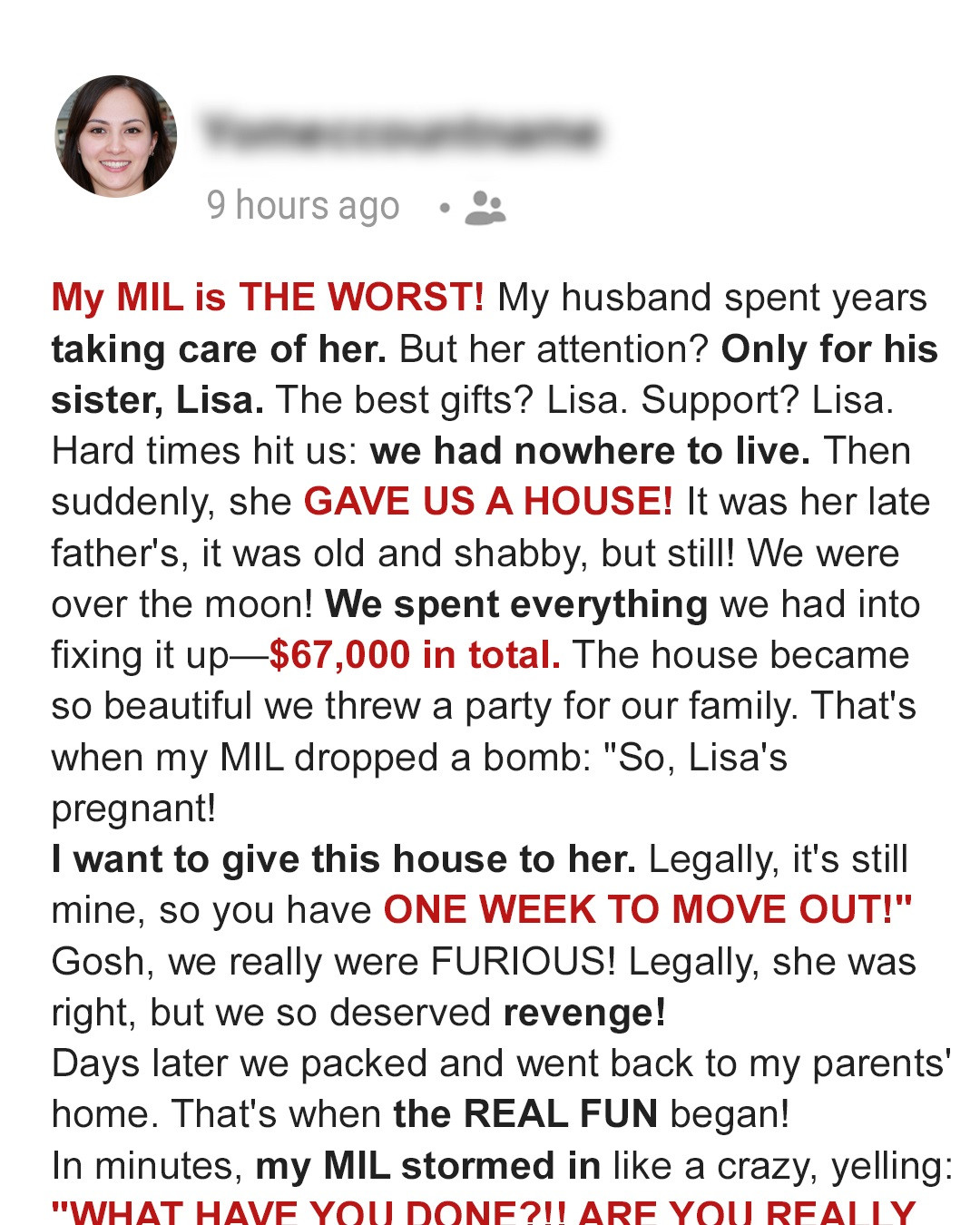 ​My MIL Gave Us Her Old House, but Then She Came to Me With a Shocking Demand — Story of the Day