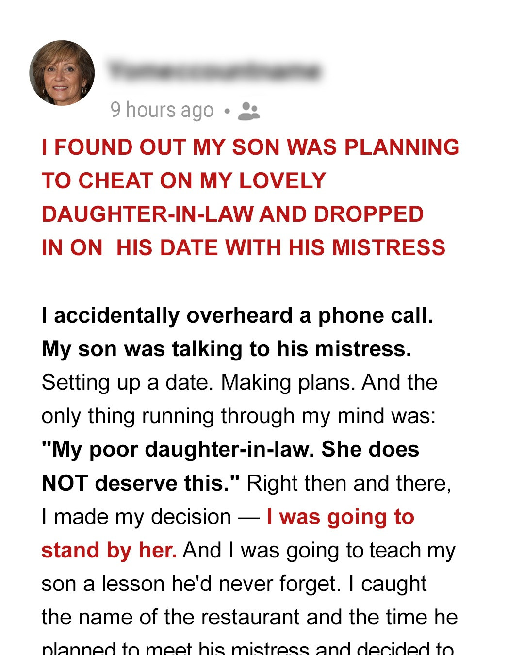 I Found Out My Son Was Planning to Cheat on My Lovely Daughter-in-Law and Decided to Crash His Date with His Mistress