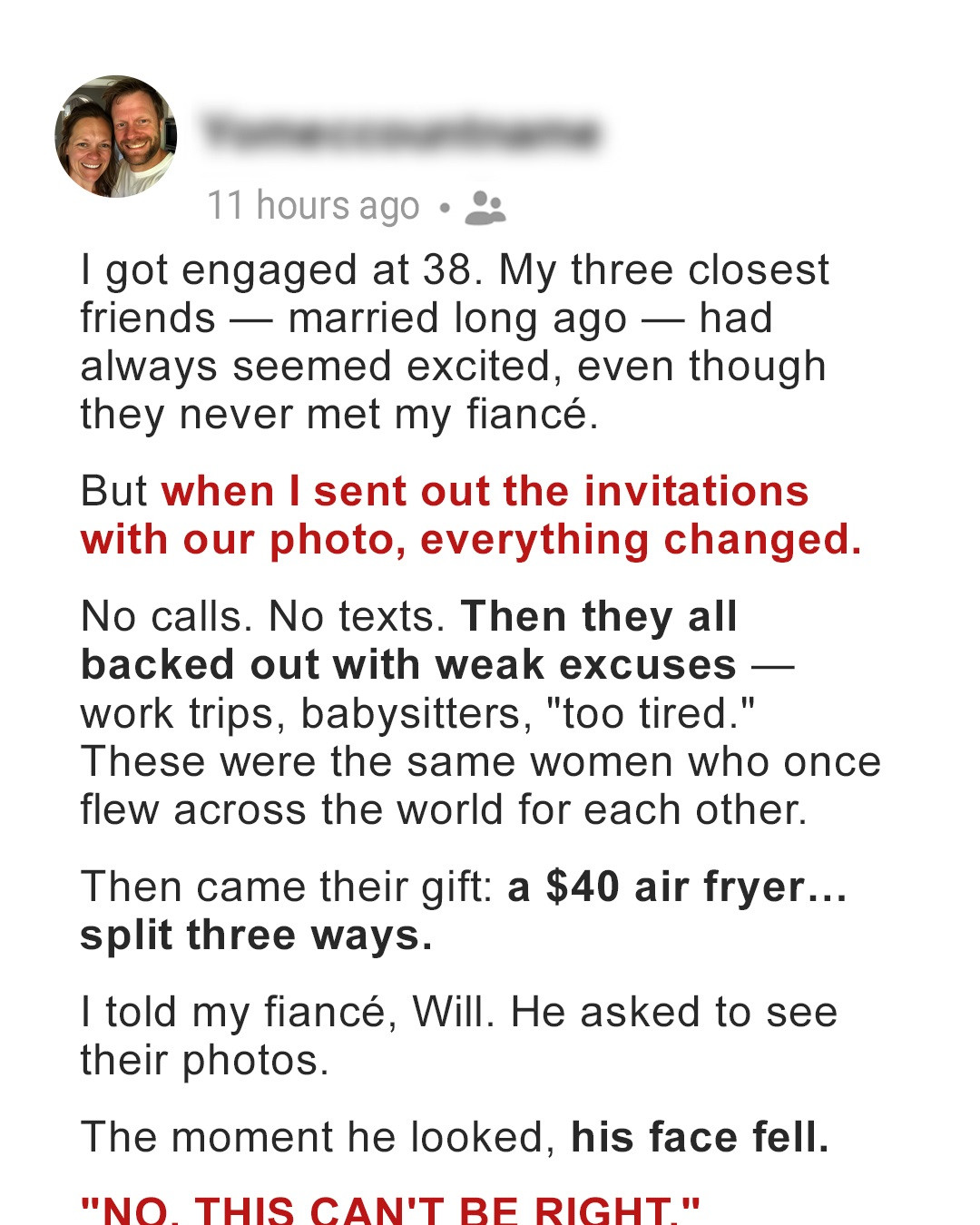 I Sent Wedding Invitations Featuring a Picture of My Fiancé and Me to My Three Close Friends – and Suddenly, They All Backed Out