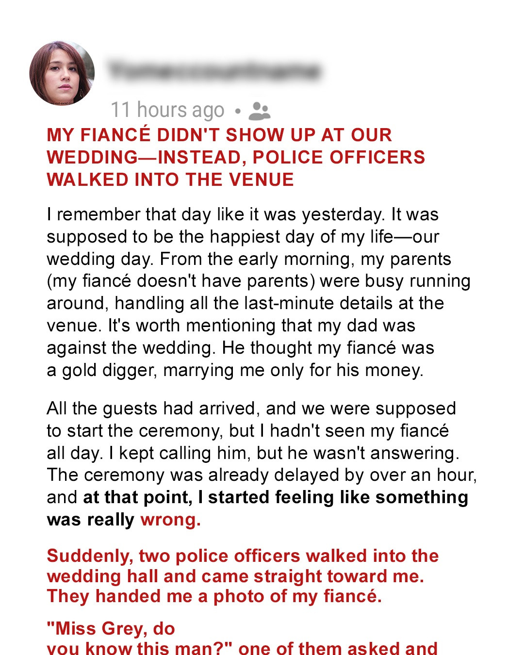 My Fiancé Didn’t Show Up at the Wedding – Police Officers Walked in Instead