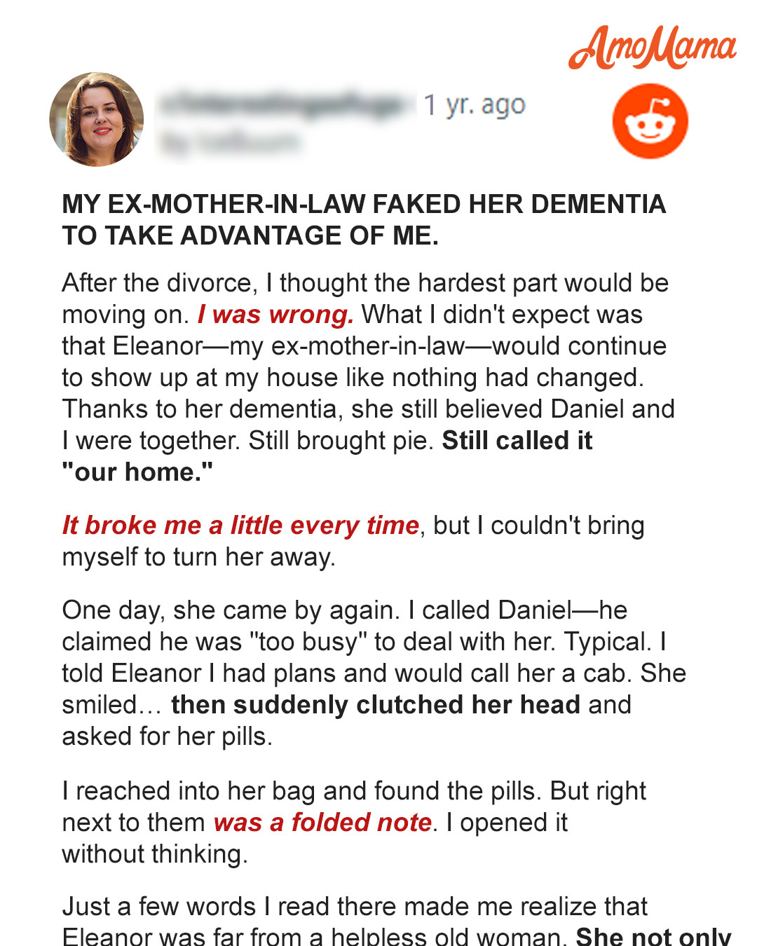 My Ex-Husband’s Mother Had Dementia and Kept Showing up at My House after the Divorce Until I Peeked into Her Medicine Bag — Story of the Day