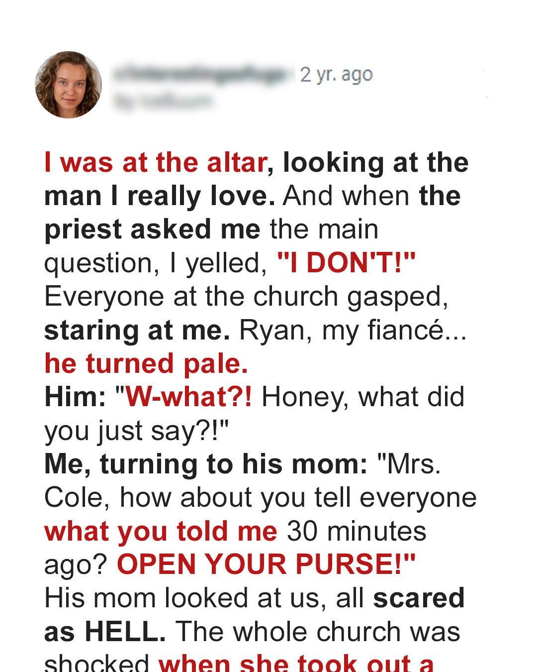 I Yelled ‘I Don’t!’ at My Own Wedding after Conversation with Groom’s Mother Whose Plan Almost Worked Out