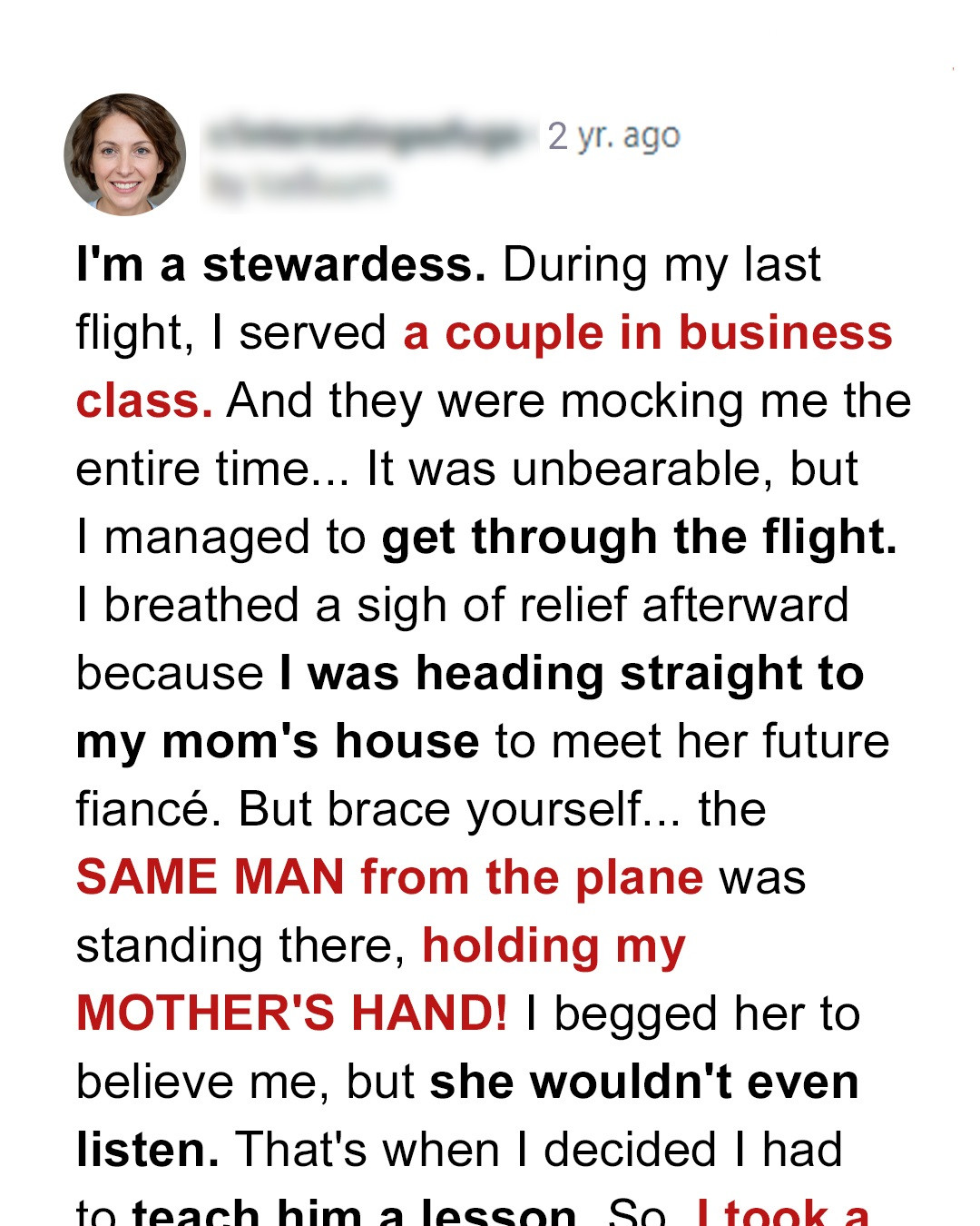 I Served a Rich Couple on a Plane, Next Day My Mom Introduced Me to Her Young Fiancé from the Same Plane — Story of the Day