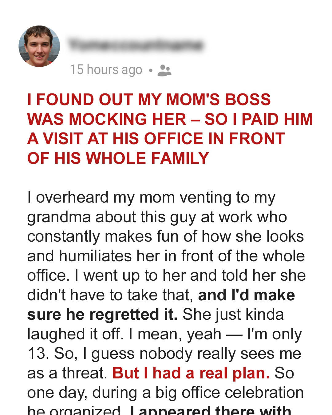 I Found Out My Mom’s Boss Was Mocking Her — So I Paid Him a Visit at His Office in Front of His Whole Family