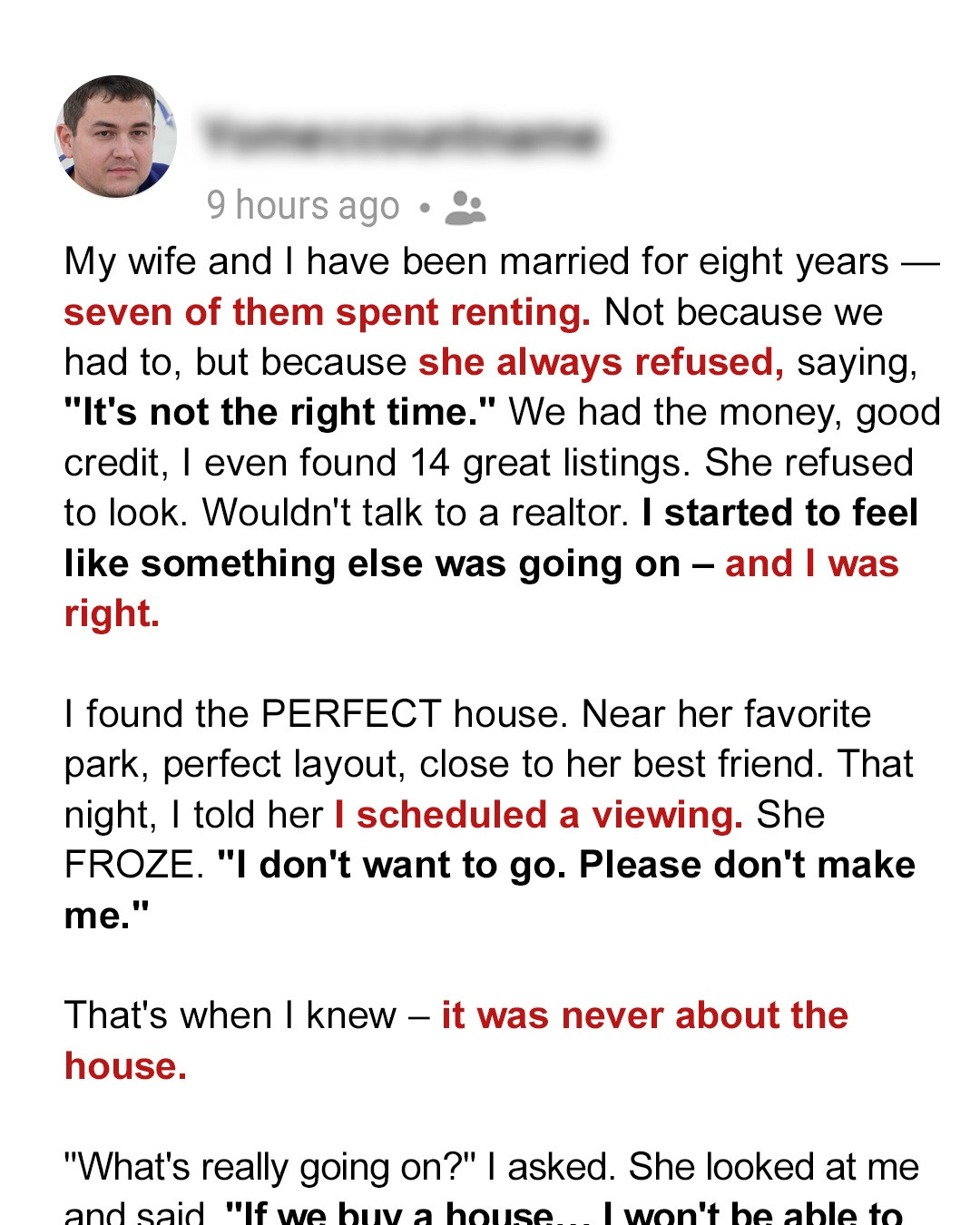 My Wife Refused to Buy a House for Years and Insisted We Keep Renting – Her Reason Left Me Stunned