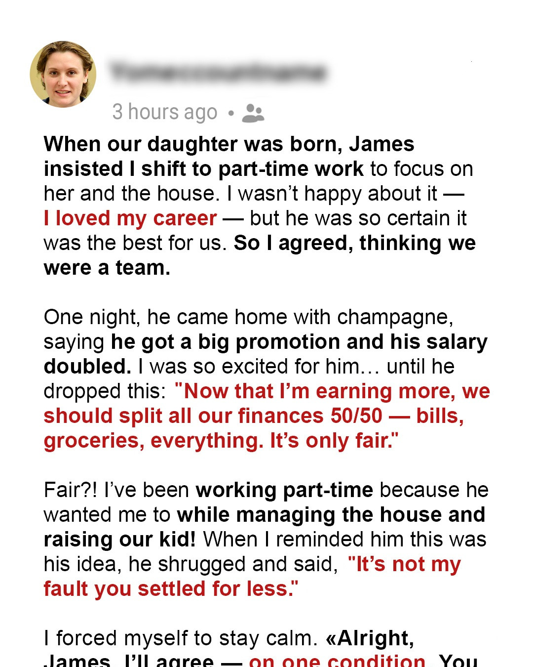 My Husband Demanded We Split Finances 50/50 Because He Got a Salary Raise – I Agreed, but on One Condition