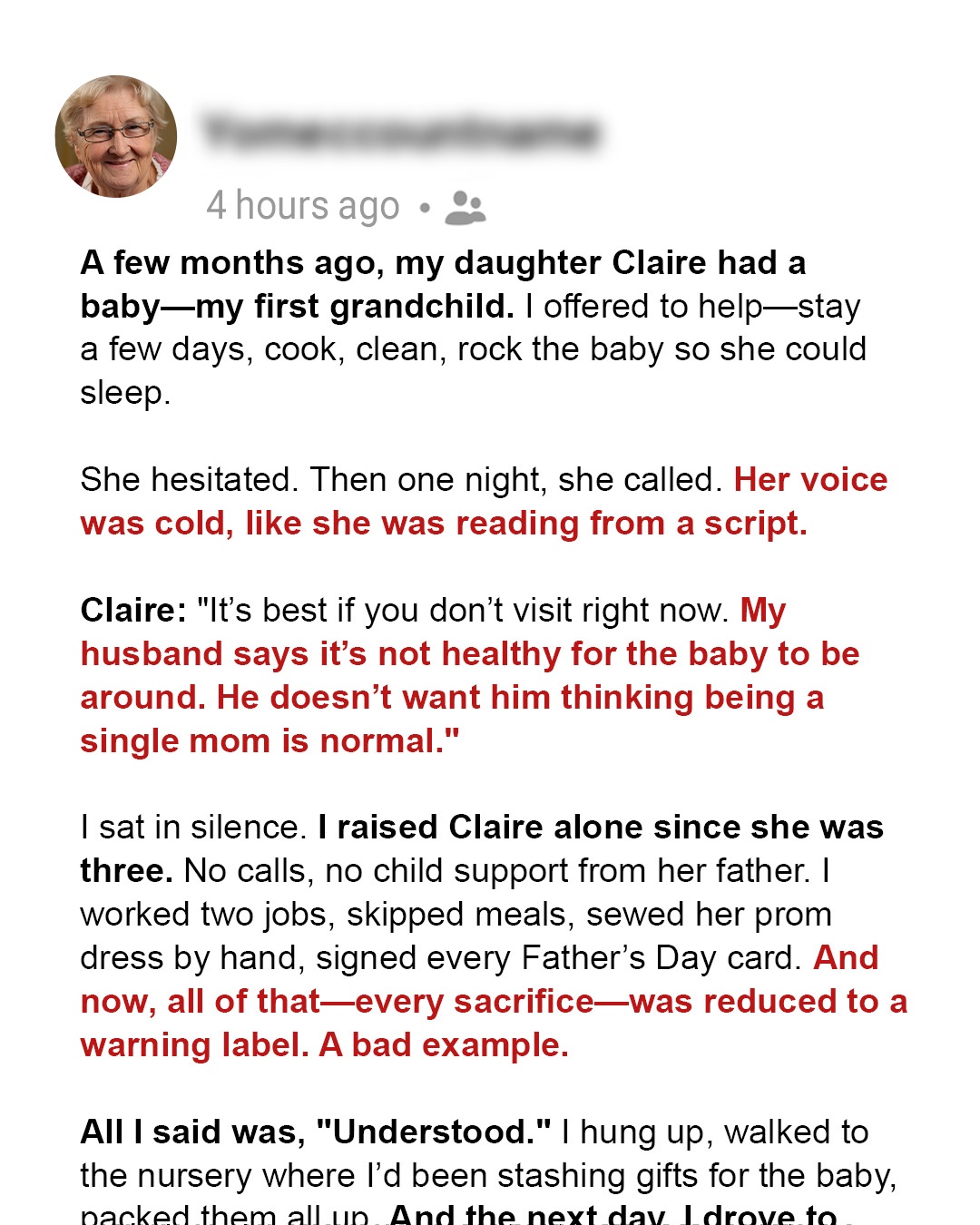 My Daughter Banned Me from Seeing My Grandchild Because Her Husband Doesn’t Want ‘Single Mom Influence’ in Their Home