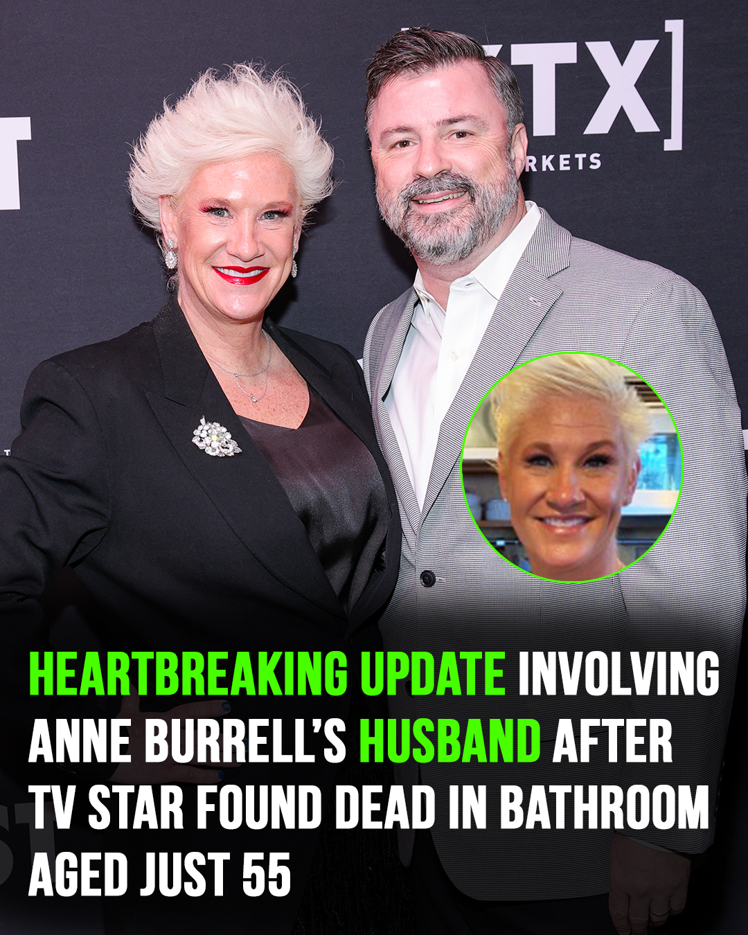 Anne Burrell was found by husband after suspected cardiac arrest