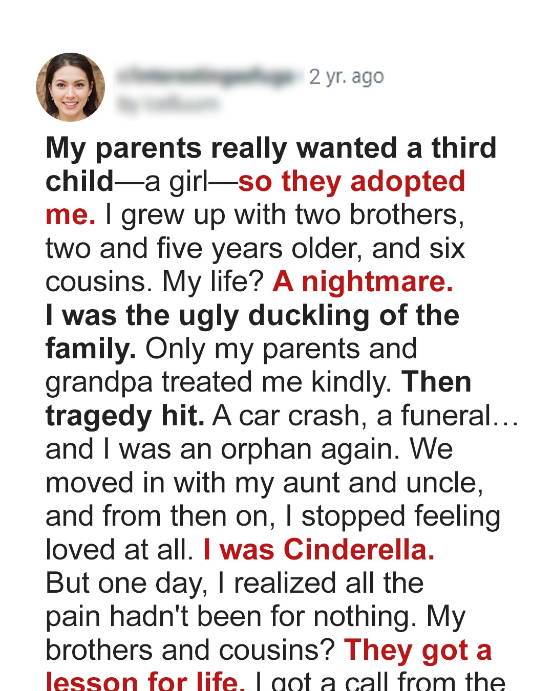 My Siblings and Cousins Bullied Me My Whole Life for Being Adopted–They Never Thought the Day Would Come When I’d Be the One Laughing