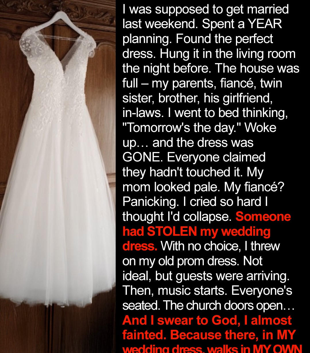 My Wedding Dress Disappeared Hours Before the Ceremony – What Followed Still Haunts Me