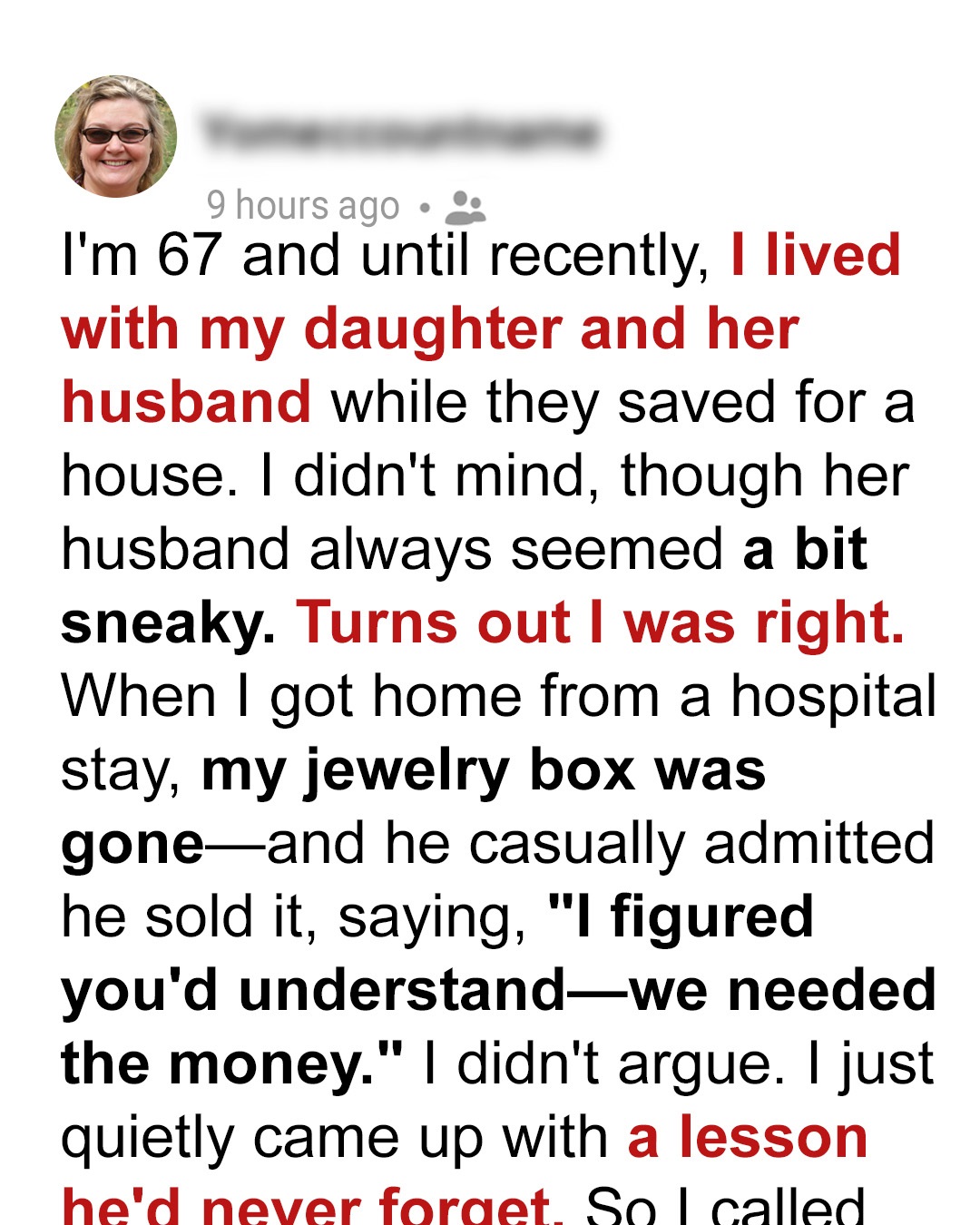 My Son-in-Law Sold My Jewelry While I Was in the Hospital – But I Found the Perfect Way to Teach Him a Lesson