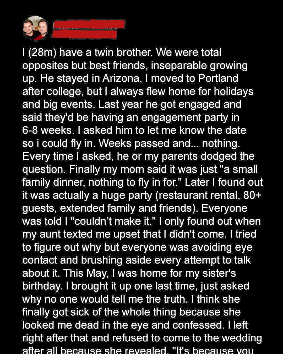 My Twin Brother Excluded Me from His Engagement Party—Then Our Sister Revealed a Mind-Blowing Reason