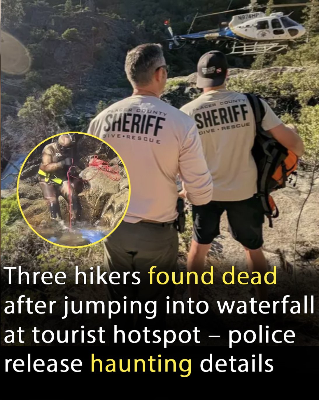 Three hikers found dead after jumping into waterfall