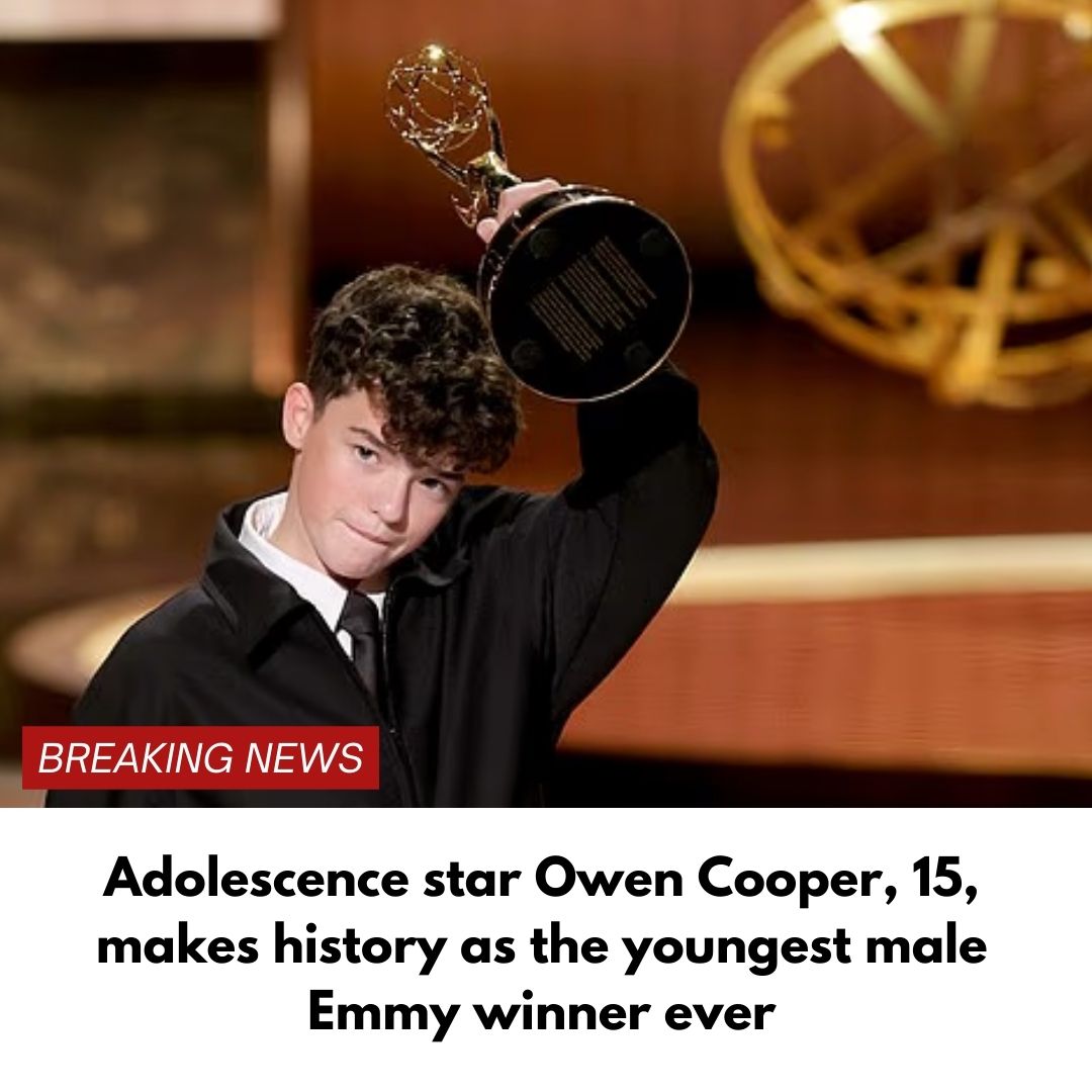 Adolescence star Owen Cooper, 15, makes history as the youngest male Emmy winner ever