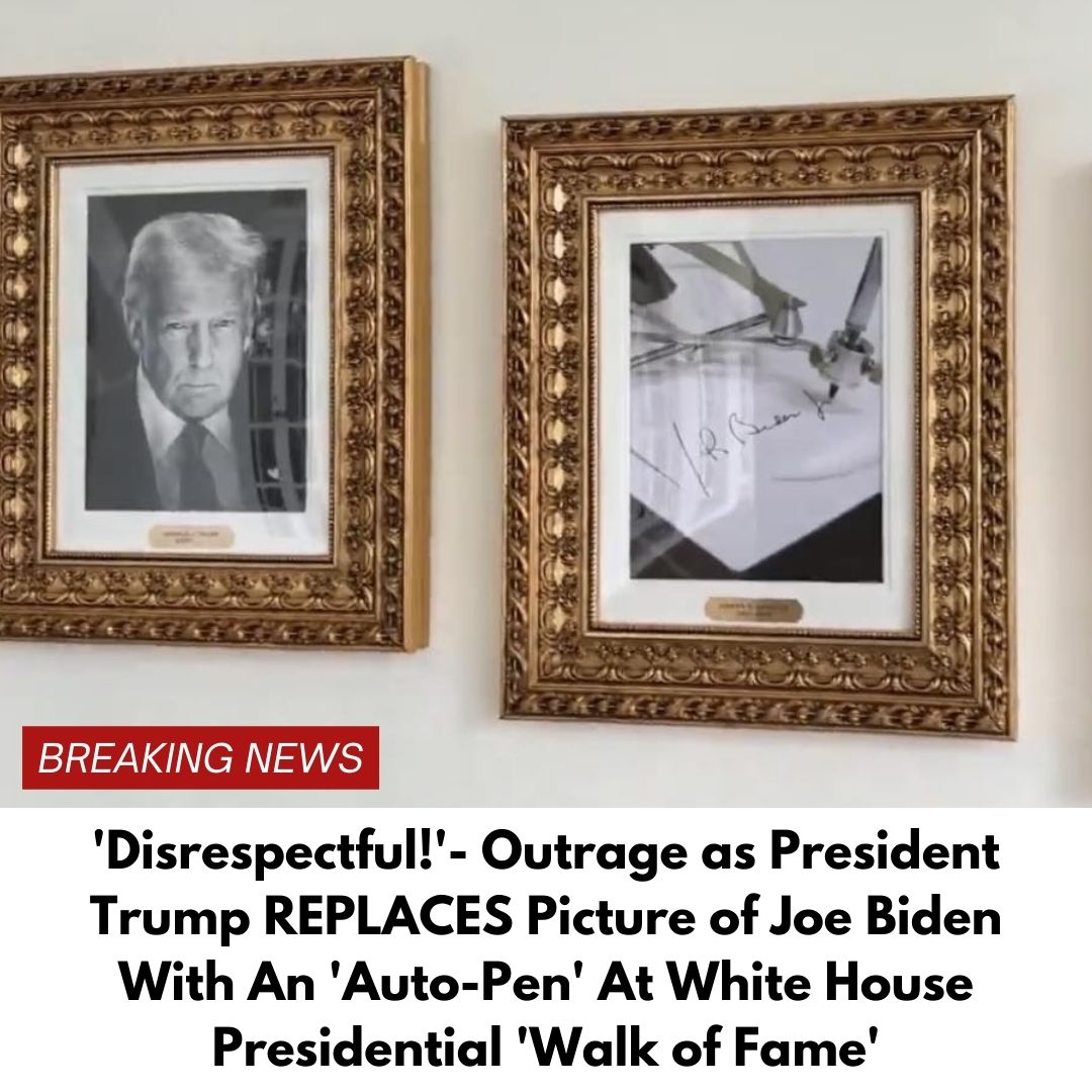 ‘Disrespectful!’- Outrage as President Trump REPLACES Picture of Joe Biden With An ‘Auto-Pen’ At White House Presidential ‘Walk of Fame’