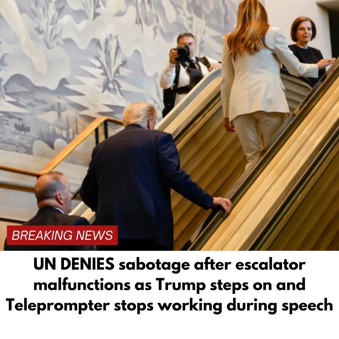 UN DENIES sabotage after escalator malfunctions as Trump steps on and Teleprompter stops working during speech