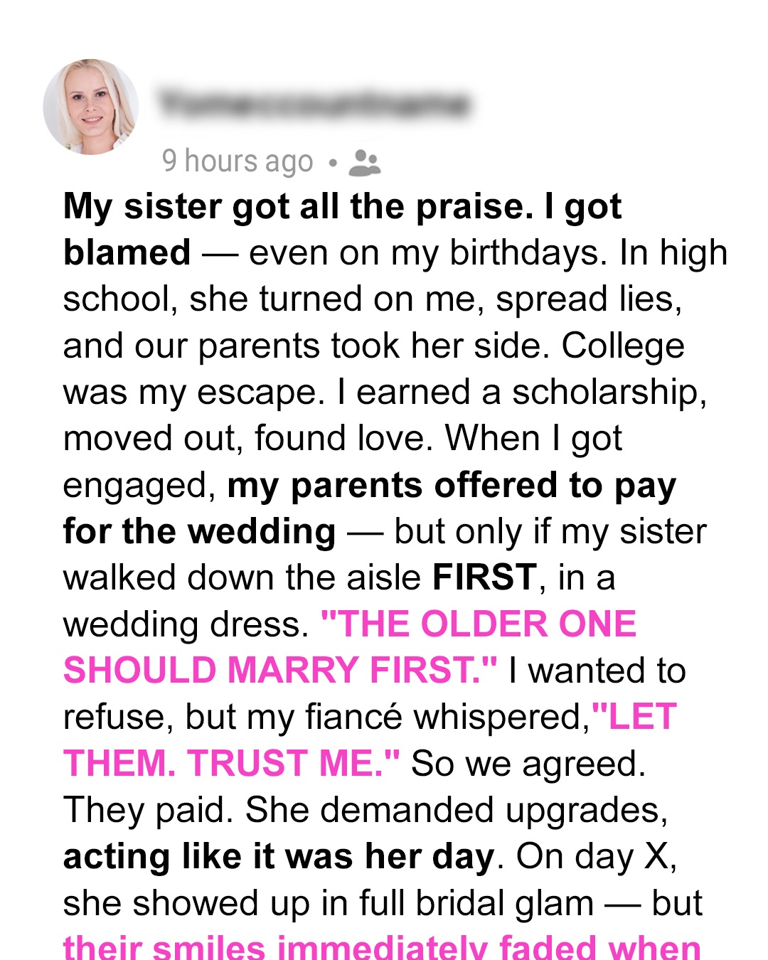 My Parents Wanted My Sister to Walk Down the Aisle First at My Wedding — We Agreed, So They Got Into Our Trap