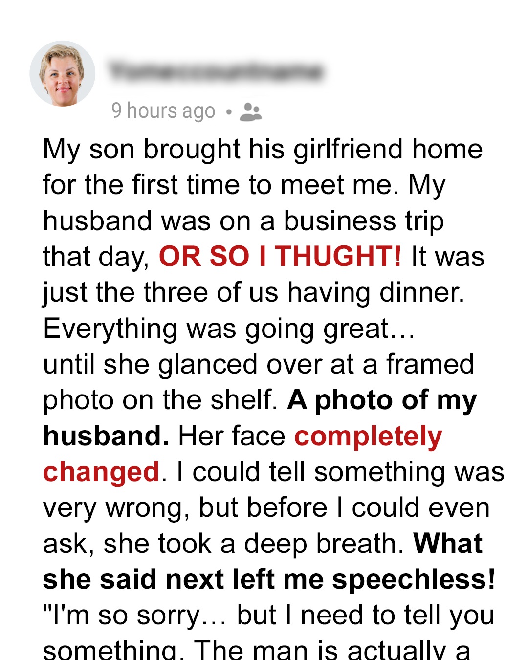 My Son’s New Girlfriend Confessed That She’s Known My Husband for Years