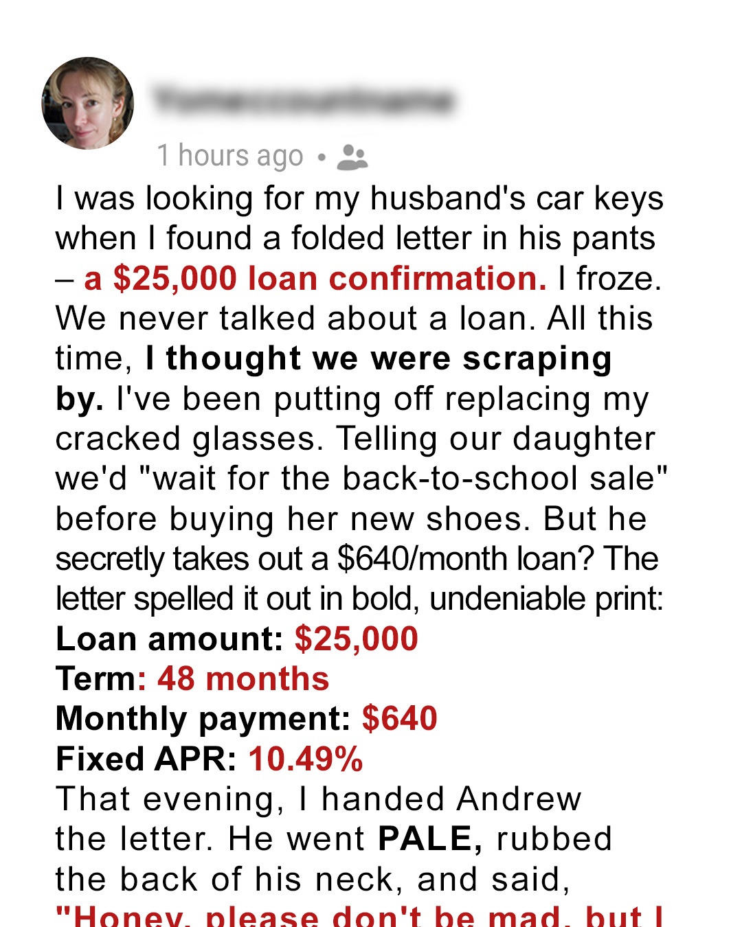 My Husband of 15 Years Took Out a Secret $25,000 Loan While We Were Budgeting Every Dollar – His Reason Left Me Speechless