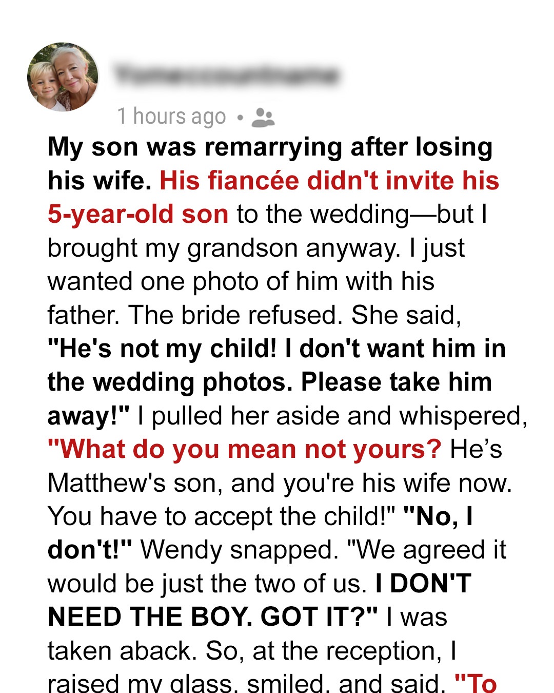 My New DIL Screamed, ‘He’s Not My Child!’ and Banned My Grandson from the Wedding Photos—So I Stepped in to Show Everyone Who She Really Is