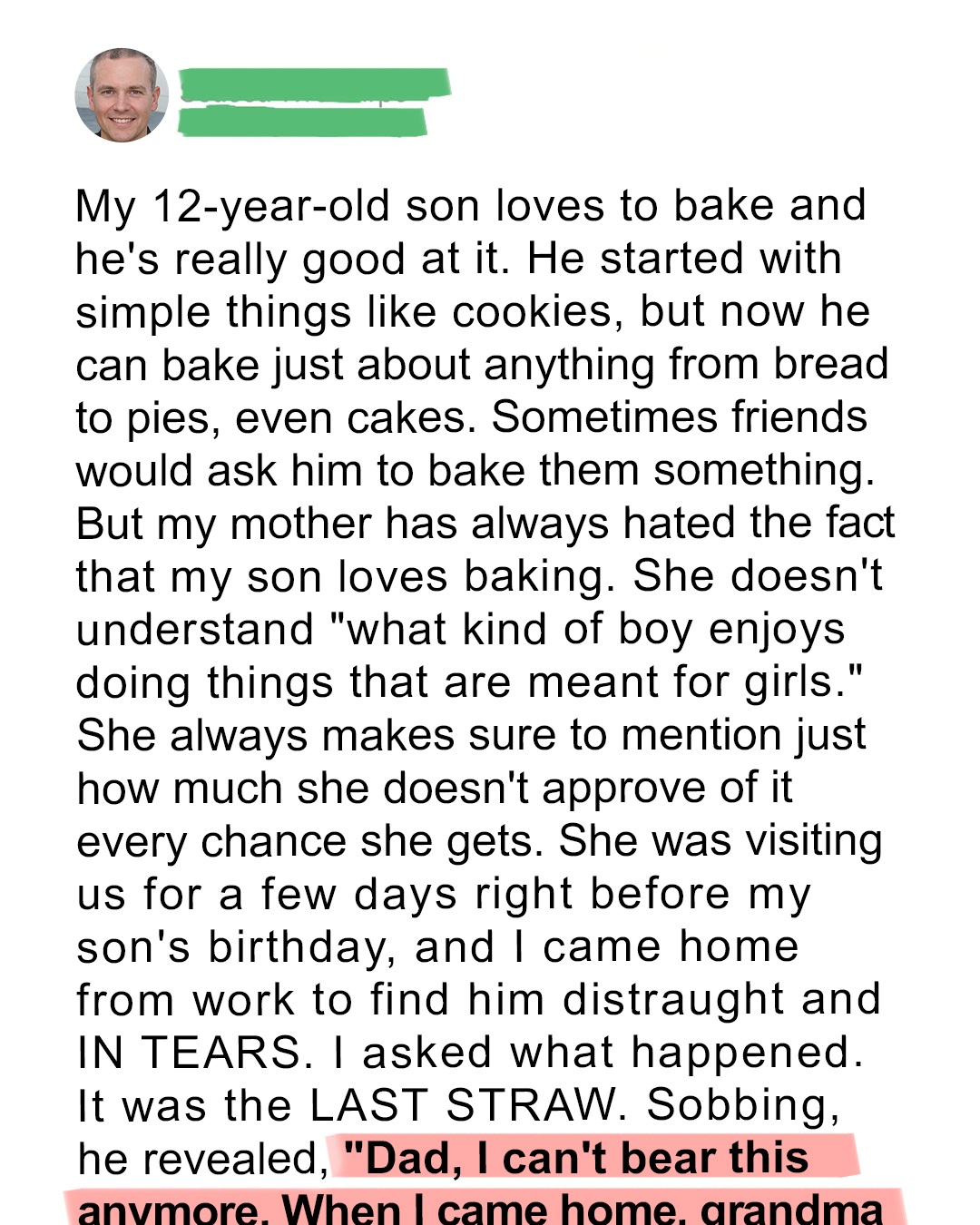 My Son Loves Baking — What My Mother Did to Him Made Me Kick Her Out