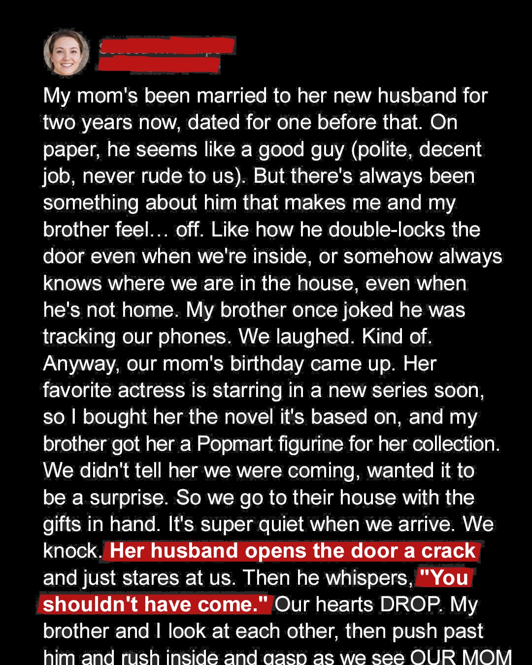 My Brother and I Came to Celebrate Mom’s Birthday—But Her New Husband Blocked the Door and Whispered, ‘You Shouldn’t Have Come’